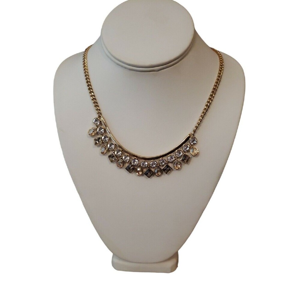 Givenchy Gold tone Statement Necklace Rhinestone Dangle Collar Chain Runway